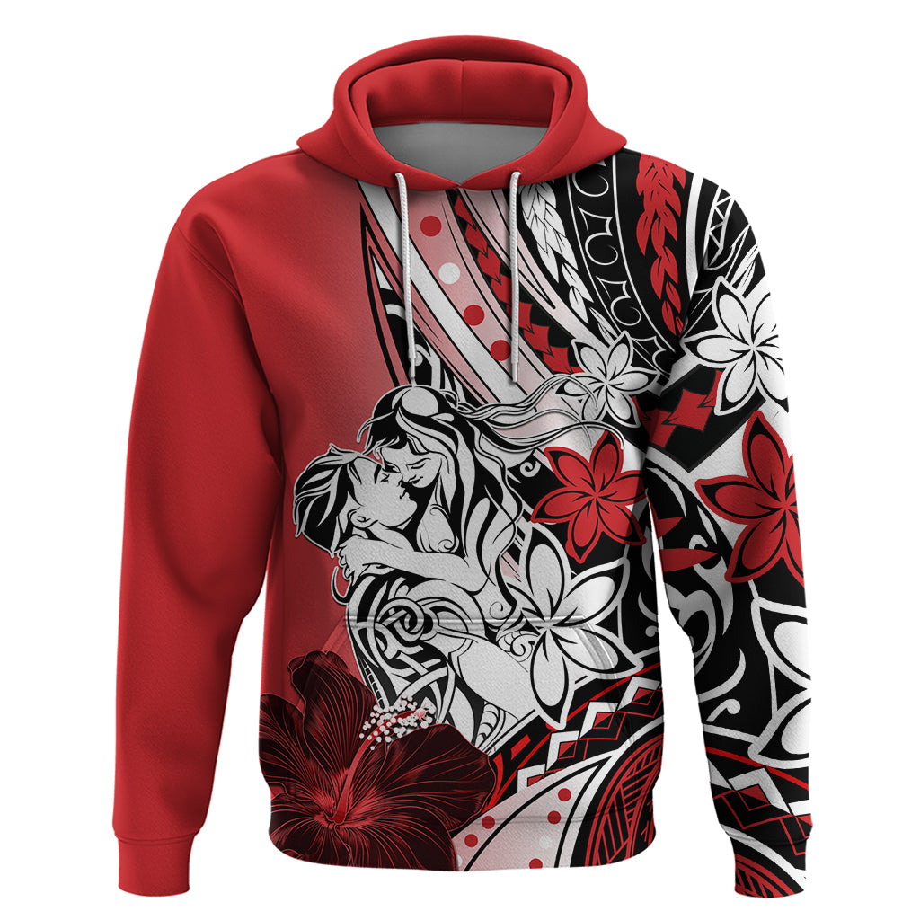 Polynesian Valentine Zip Hoodie Couple Floral Unique Red Version LT01 Pullover Hoodie Red - Polynesian Pride