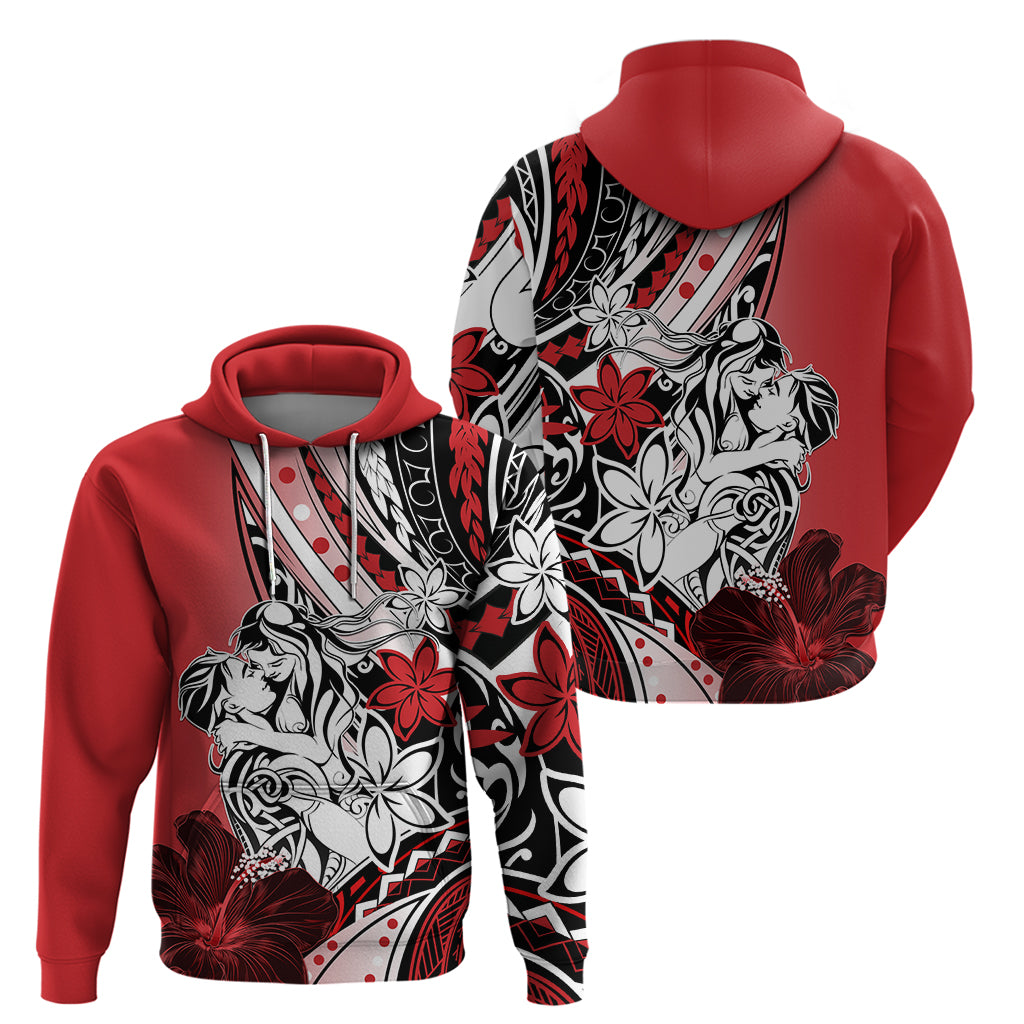 Polynesian Valentine Zip Hoodie Couple Floral Unique Red Version LT01 - Polynesian Pride