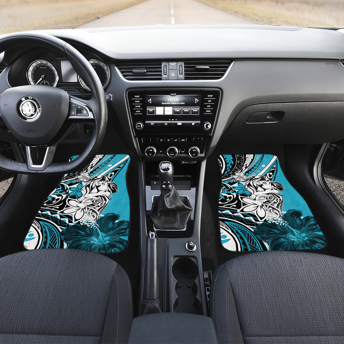 Polynesian Valentine Car Mats Couple Floral Unique Sky Blue Version LT01 - Polynesian Pride