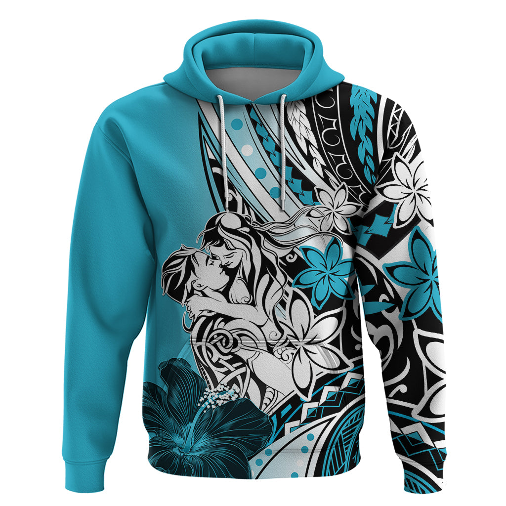 Polynesian Valentine Hoodie Couple Floral Unique Sky Blue Version LT01 Pullover Hoodie Sky - Polynesian Pride