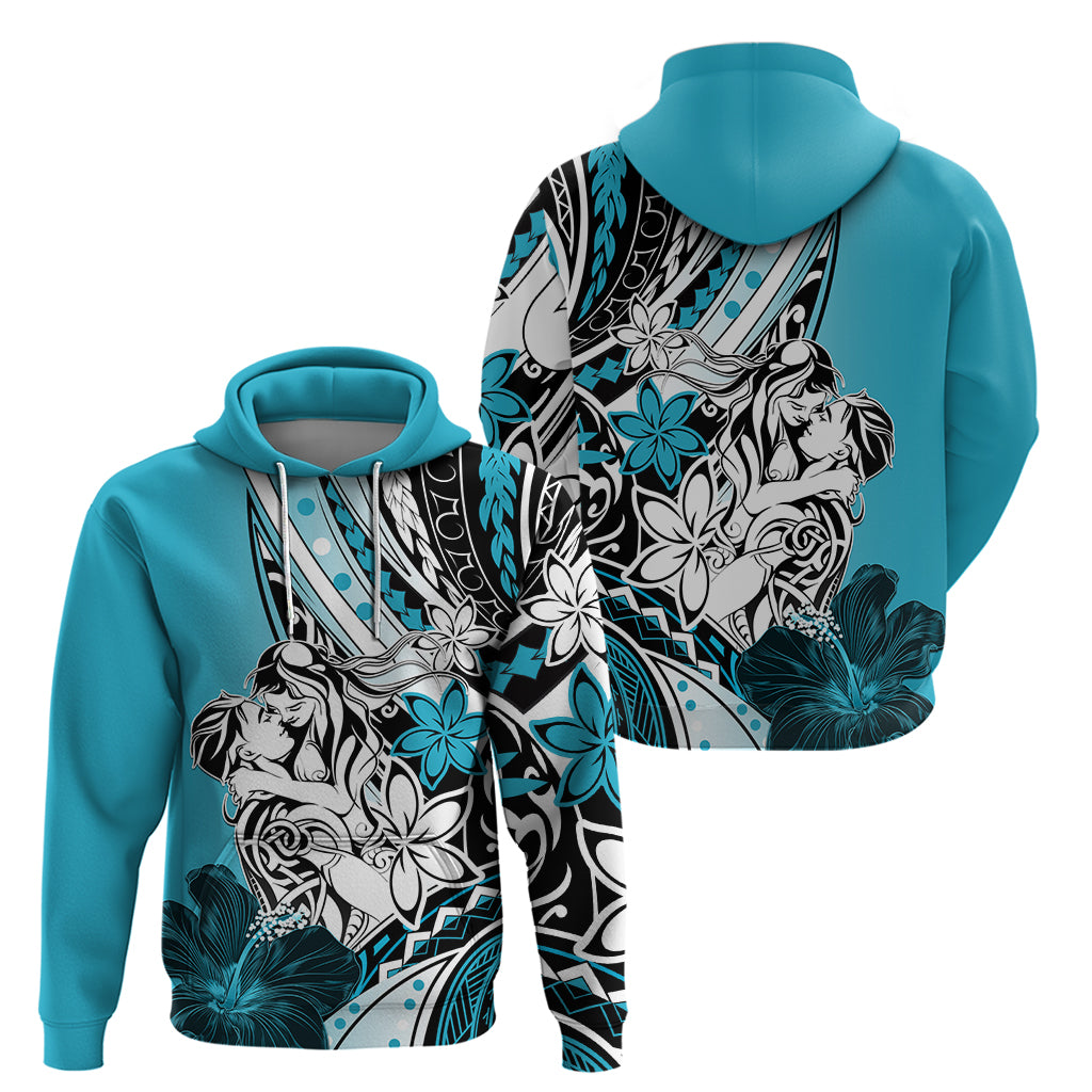 Polynesian Valentine Hoodie Couple Floral Unique Sky Blue Version LT01 - Polynesian Pride