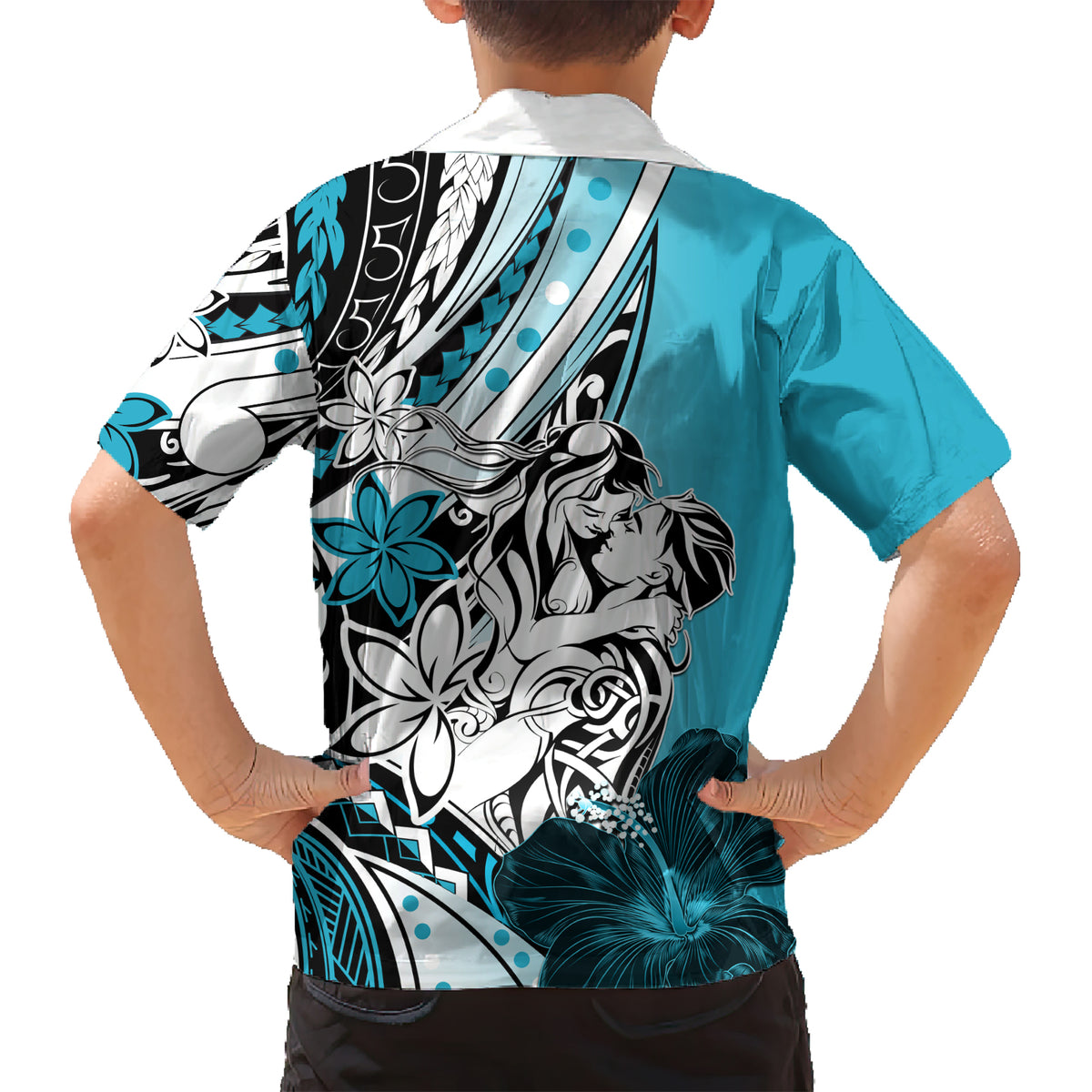 Polynesian Valentine Kid Hawaiian Shirt Couple Floral Unique Sky Blue Version LT01 - Polynesian Pride
