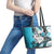 Polynesian Valentine Leather Tote Bag Couple Floral Unique Sky Blue Version LT01 - Polynesian Pride