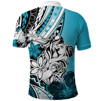 Polynesian Valentine Polo Shirt Couple Floral Unique Sky Blue Version LT01 - Polynesian Pride