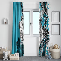 Polynesian Valentine Window Curtain Couple Floral Unique Sky Blue Version LT01 - Polynesian Pride