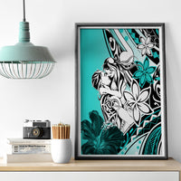Polynesian Valentine Canvas Wall Art Couple Floral Unique Turquoise Version LT01 - Polynesian Pride