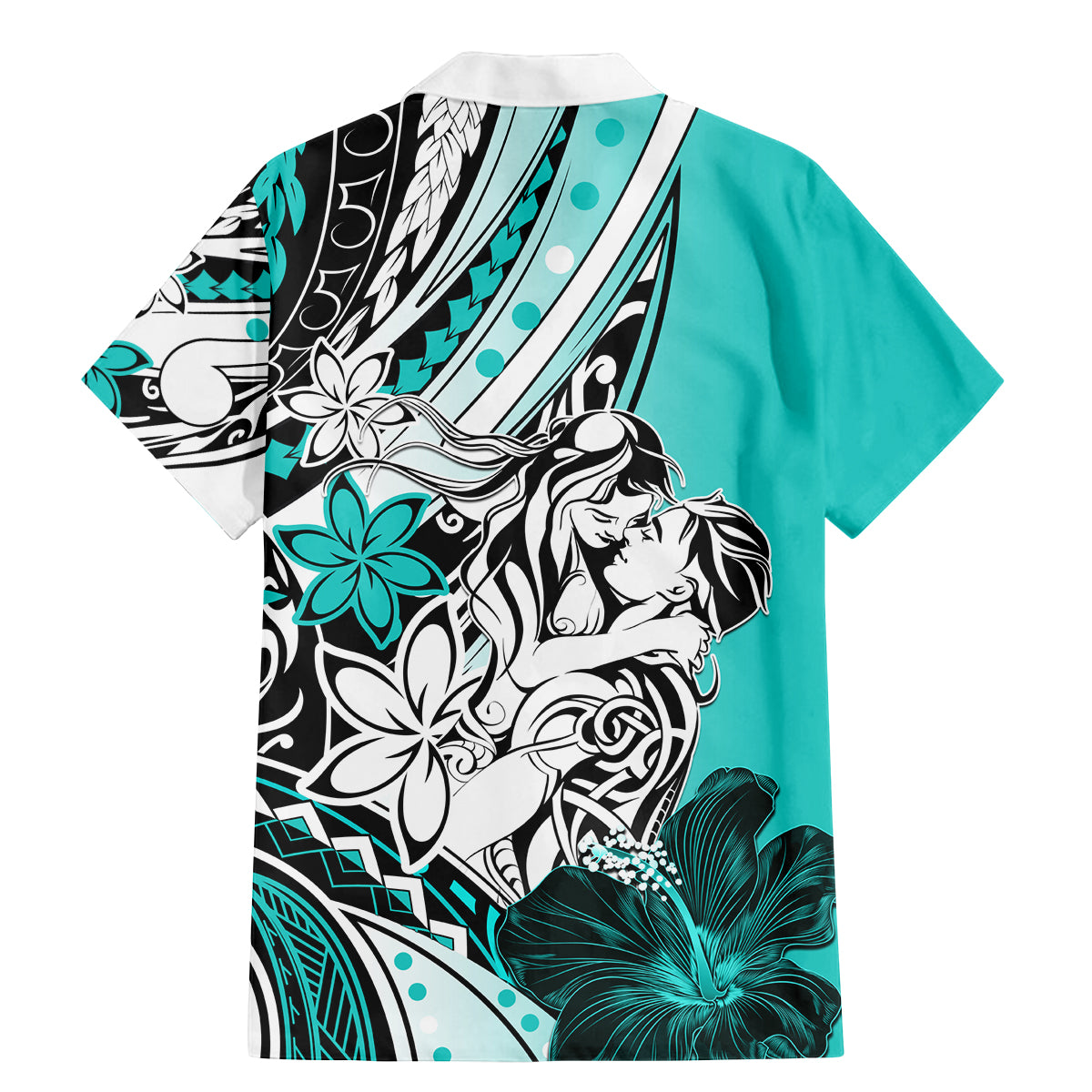Polynesian Valentine Family Matching Mermaid Dress and Hawaiian Shirt Couple Floral Unique Turquoise Version LT01 - Polynesian Pride