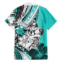 Polynesian Valentine Hawaiian Shirt Couple Floral Unique Turquoise Version LT01 - Polynesian Pride