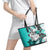 Polynesian Valentine Leather Tote Bag Couple Floral Unique Turquoise Version LT01 - Polynesian Pride