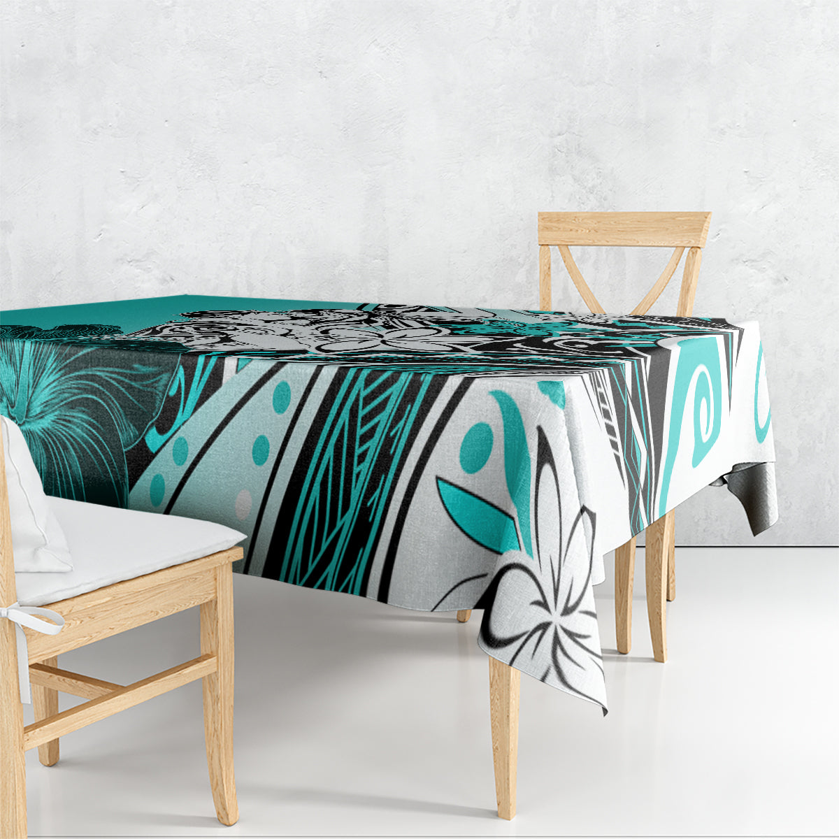 Polynesian Valentine Tablecloth Couple Floral Unique Turquoise Version LT01 - Polynesian Pride