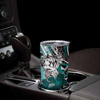 Polynesian Valentine Tumbler Cup Couple Floral Unique Teal Version