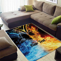 Personalised Polynesian Heart In Fire And Water Area Rug Romantic Elements