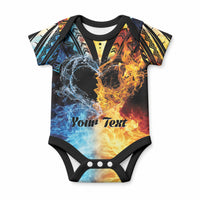Personalised Polynesian Heart In Fire And Water Baby Onesie Romantic Elements LT01 Colorful - Polynesian Pride