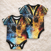 Personalised Polynesian Heart In Fire And Water Baby Onesie Romantic Elements LT01 - Polynesian Pride