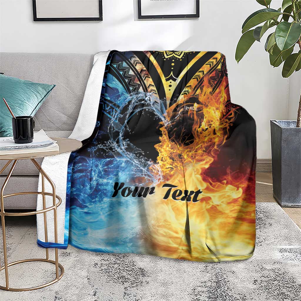 Personalised Polynesian Heart In Fire And Water Blanket Romantic Elements