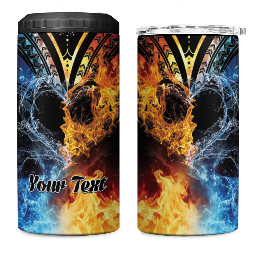 Personalised Polynesian Heart In Fire And Water 4 in 1 Can Cooler Tumbler Romantic Elements