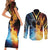 Personalised Polynesian Heart In Fire And Water Couples Matching Short Sleeve Bodycon Dress and Long Sleeve Button Shirt Romantic Elements