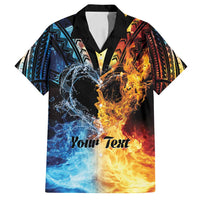 Personalised Polynesian Heart In Fire And Water Family Matching Long Sleeve Bodycon Dress and Hawaiian Shirt Romantic Elements