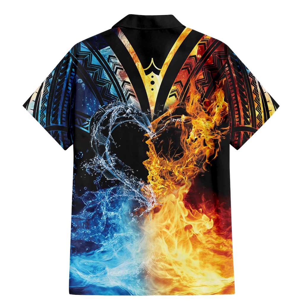 Personalised Polynesian Heart In Fire And Water Family Matching Mermaid Dress and Hawaiian Shirt Romantic Elements