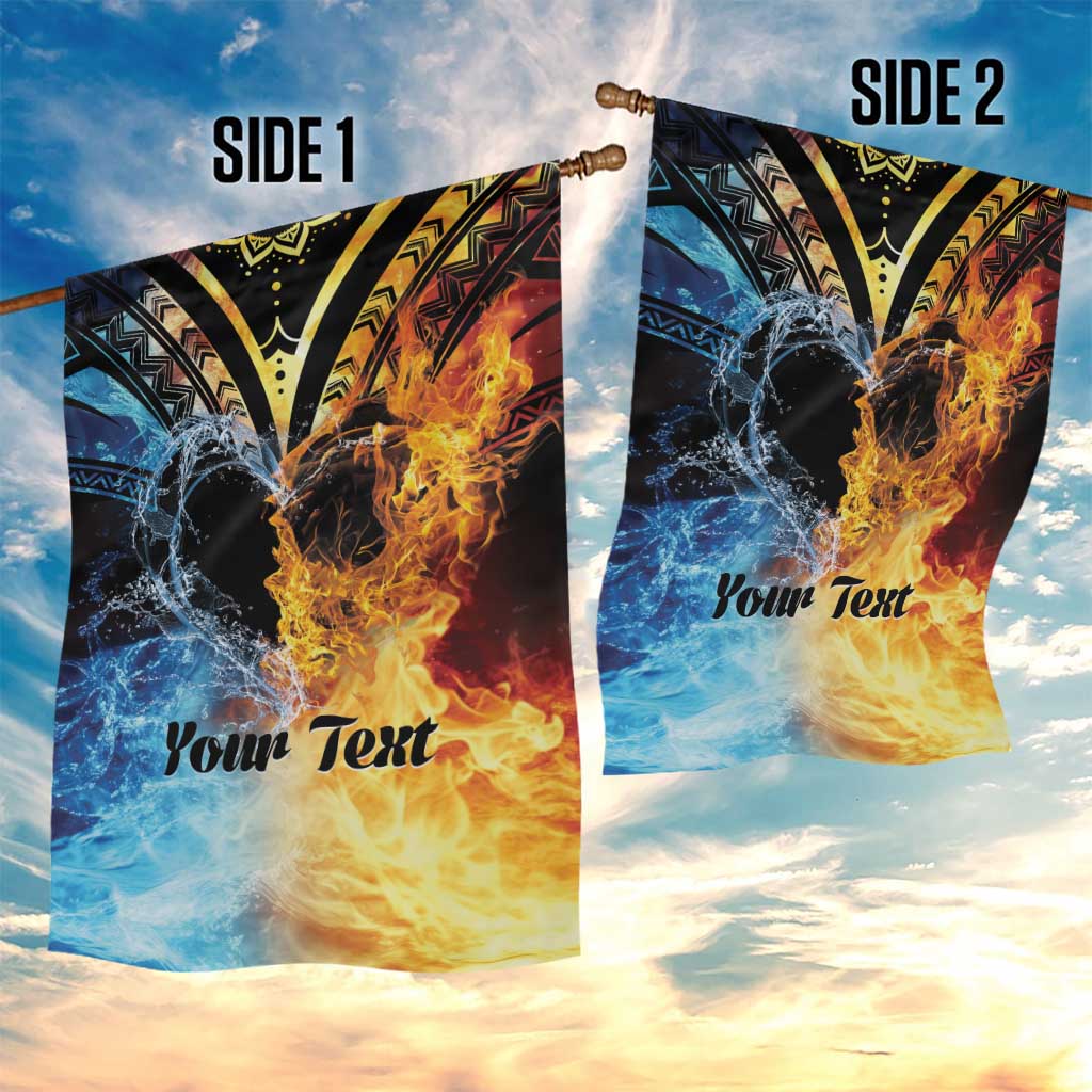 Personalised Polynesian Heart In Fire And Water Garden Flag Romantic Elements