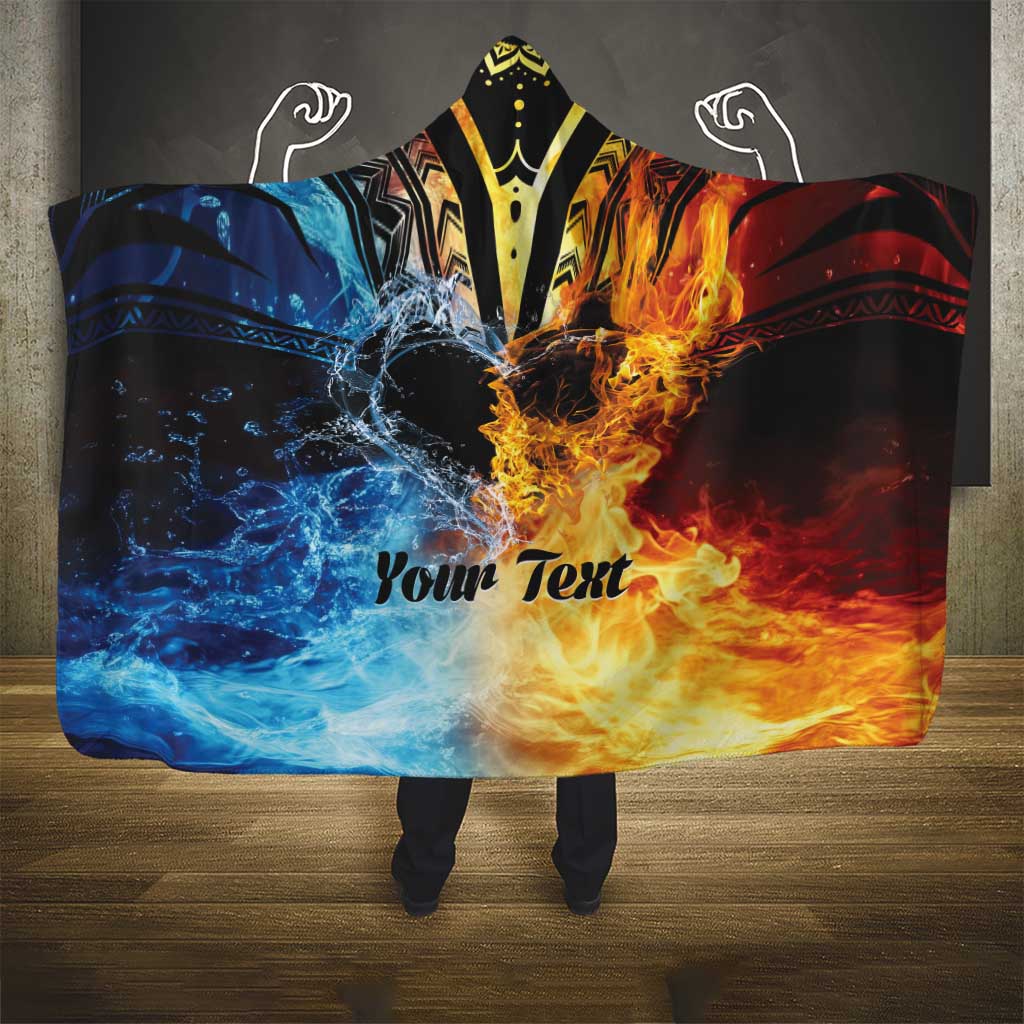 Personalised Polynesian Heart In Fire And Water Hooded Blanket Romantic Elements