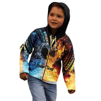 Personalised Polynesian Heart In Fire And Water Kid Hoodie Romantic Elements