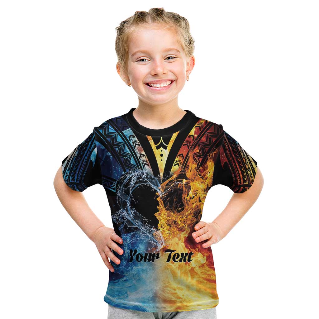 Personalised Polynesian Heart In Fire And Water Kid T Shirt Romantic Elements
