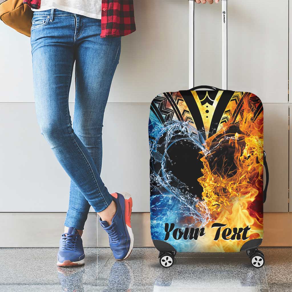 Personalised Polynesian Heart In Fire And Water Luggage Cover Romantic Elements