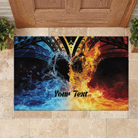 Personalised Polynesian Heart In Fire And Water Rubber Doormat Romantic Elements