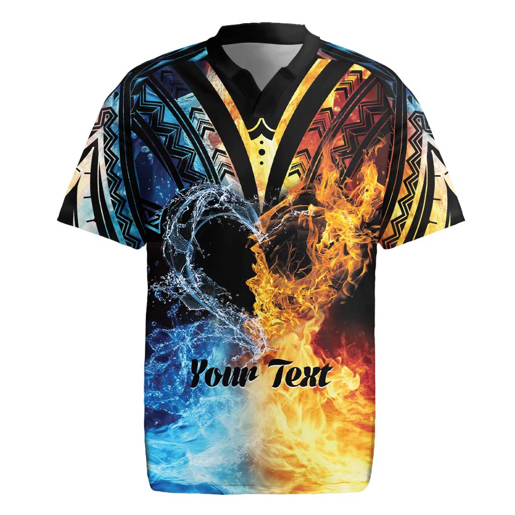 Personalised Polynesian Heart In Fire And Water Rugby Jersey Romantic Elements