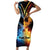 Personalised Polynesian Heart In Fire And Water Short Sleeve Bodycon Dress Romantic Elements