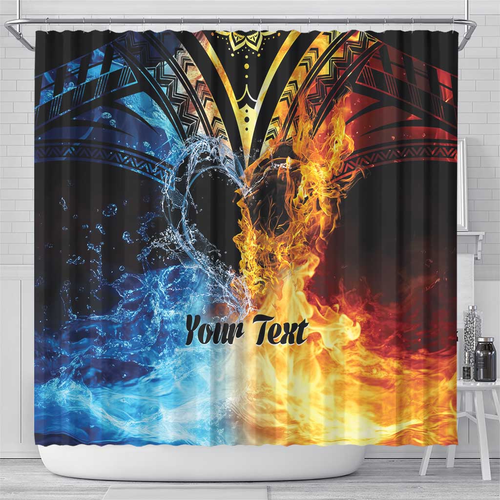 Personalised Polynesian Heart In Fire And Water Shower Curtain Romantic Elements