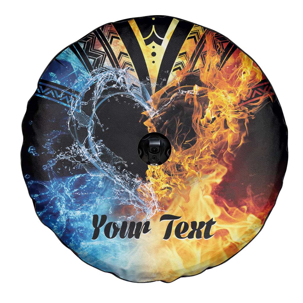 Personalised Polynesian Heart In Fire And Water Spare Tire Cover Romantic Elements
