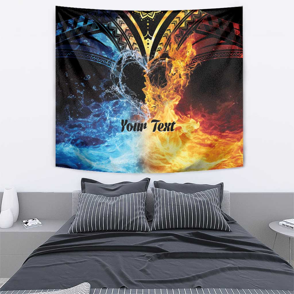 Personalised Polynesian Heart In Fire And Water Tapestry Romantic Elements