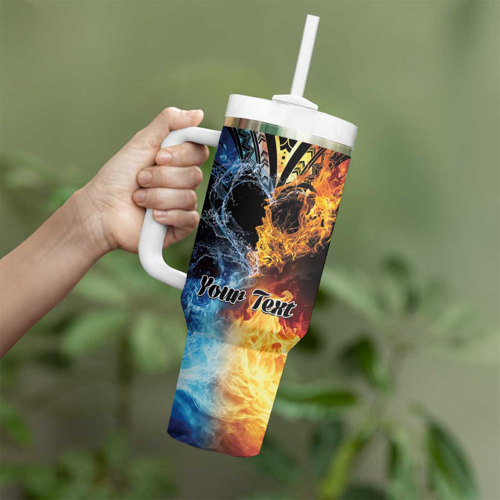 Personalised Polynesian Heart In Fire And Water Tumbler With Handle Romantic Elements