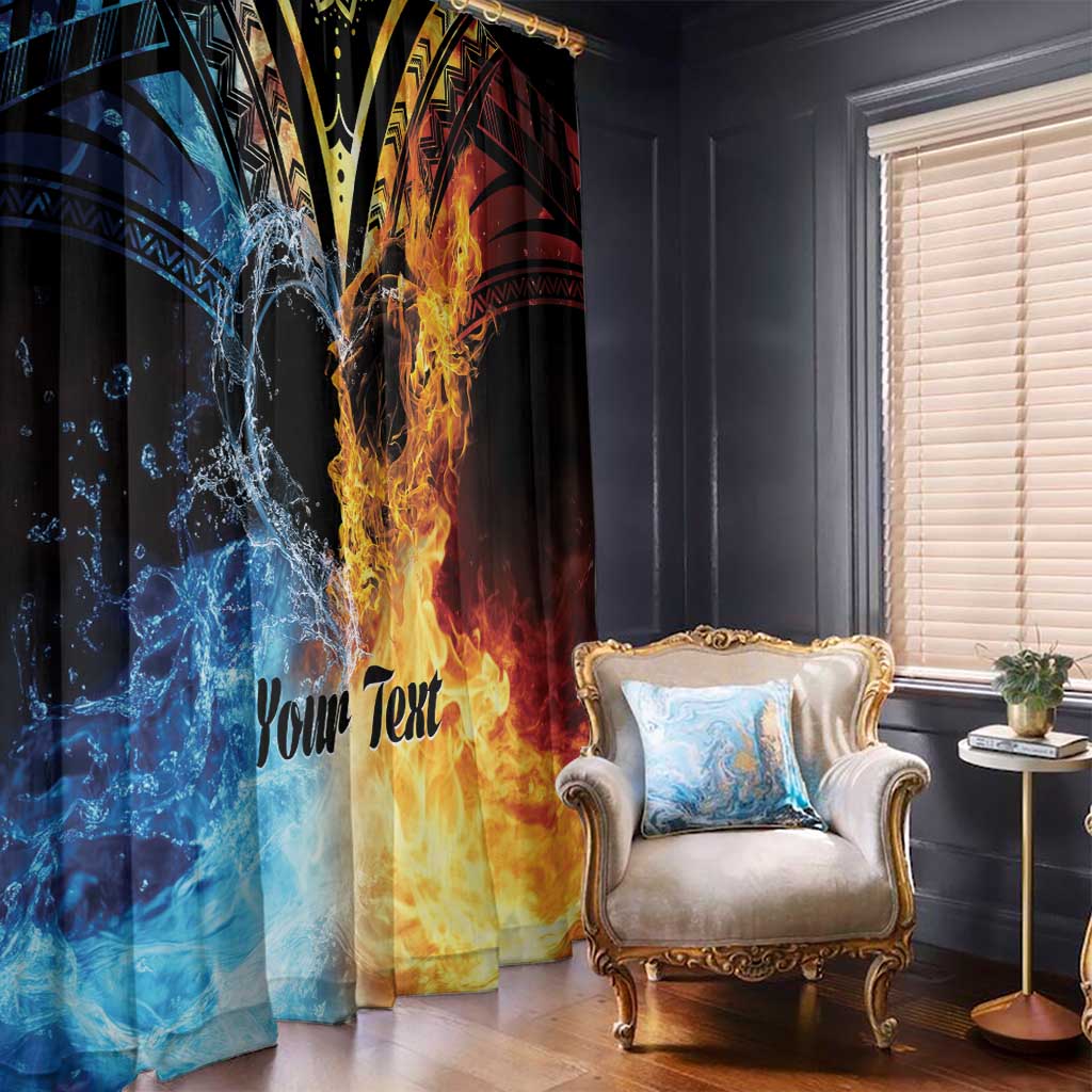 Personalised Polynesian Heart In Fire And Water Window Curtain Romantic Elements