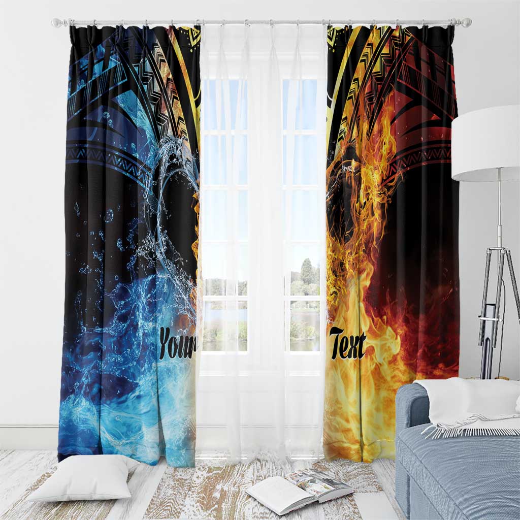 Personalised Polynesian Heart In Fire And Water Window Curtain Romantic Elements