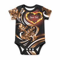 Personalised Polynesian Fiery Heart Baby Onesie Passionate Love LT01 Black - Polynesian Pride