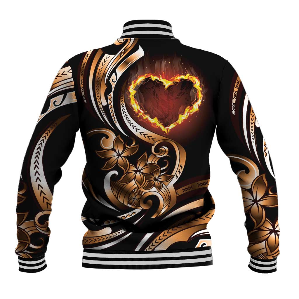 Personalised Polynesian Fiery Heart Baseball Jacket Passionate Love LT01 - Polynesian Pride