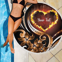 Personalised Polynesian Fiery Heart Beach Blanket Passionate Love