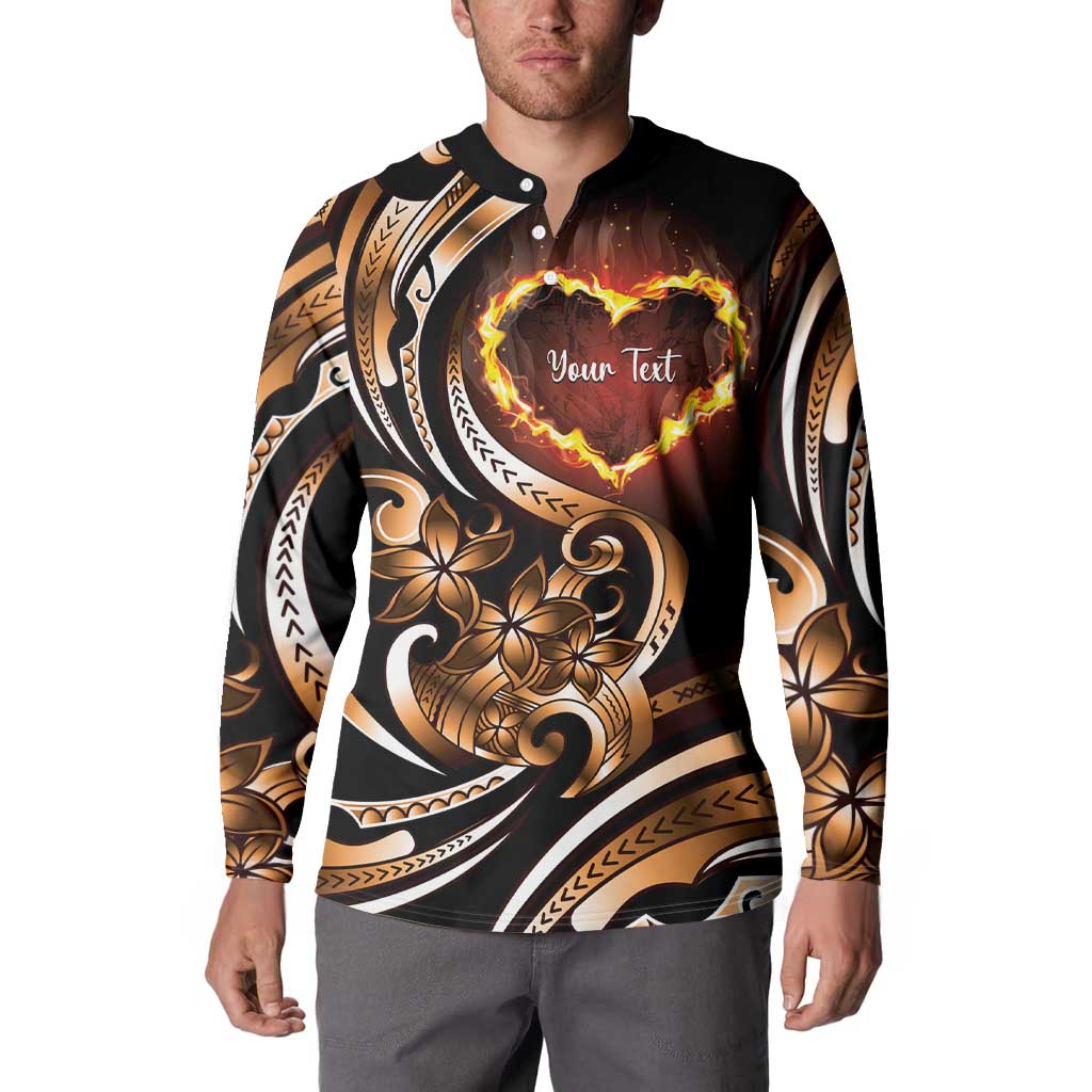Personalised Polynesian Fiery Heart Button Sweatshirt Passionate Love