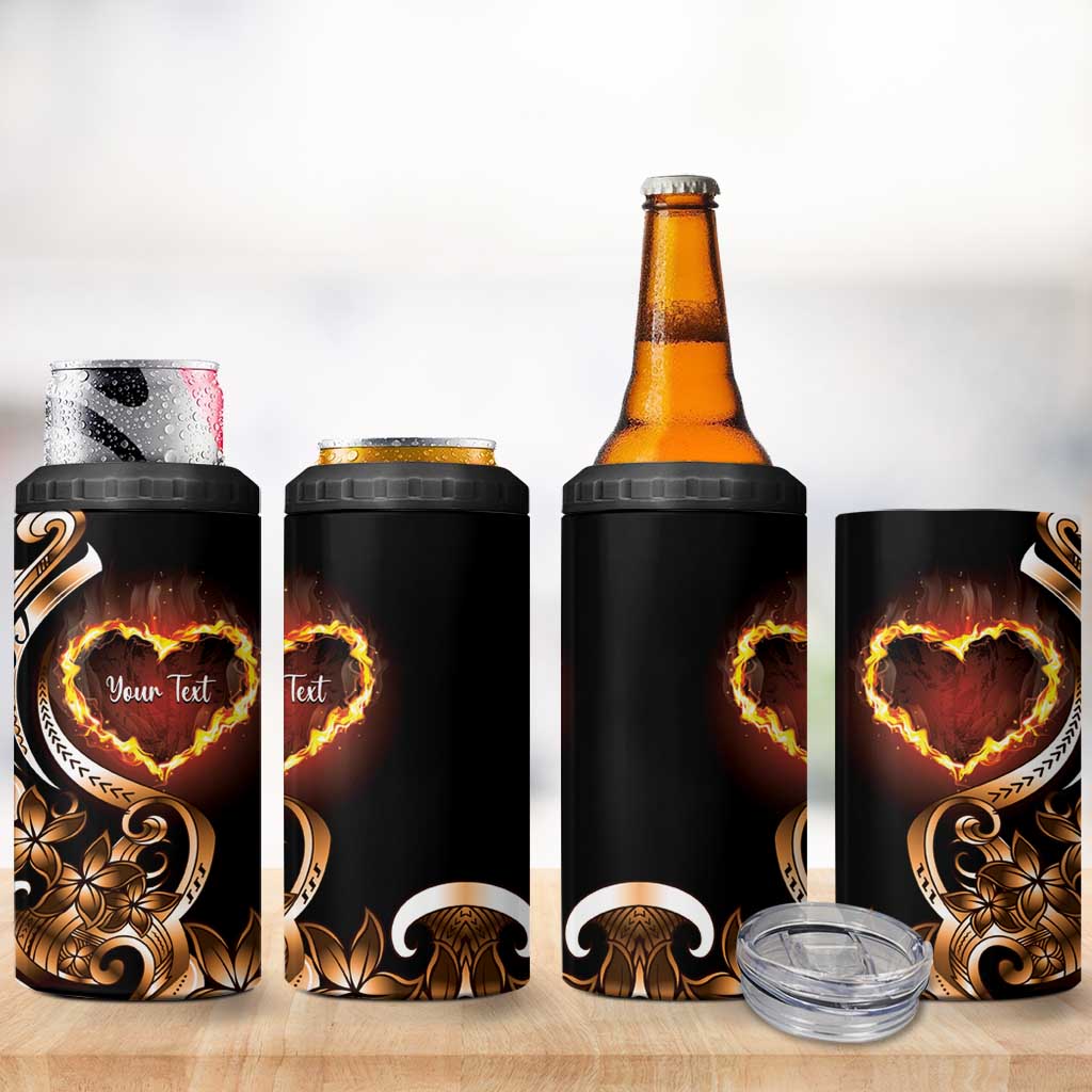 Personalised Polynesian Fiery Heart 4 in 1 Can Cooler Tumbler Passionate Love