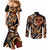 Personalised Polynesian Fiery Heart Couples Matching Mermaid Dress and Long Sleeve Button Shirt Passionate Love
