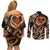 Personalised Polynesian Fiery Heart Couples Matching Off Shoulder Short Dress and Long Sleeve Button Shirt Passionate Love
