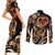 Personalised Polynesian Fiery Heart Couples Matching Short Sleeve Bodycon Dress and Long Sleeve Button Shirt Passionate Love