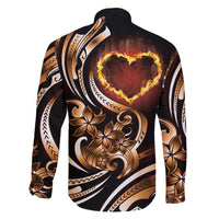 Personalised Polynesian Fiery Heart Family Matching Off Shoulder Maxi Dress and Hawaiian Shirt Passionate Love