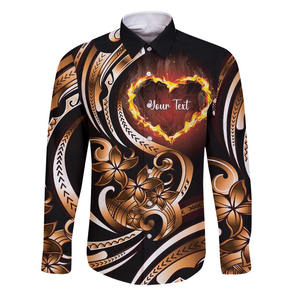 Personalised Polynesian Fiery Heart Family Matching Off Shoulder Short Dress and Hawaiian Shirt Passionate Love