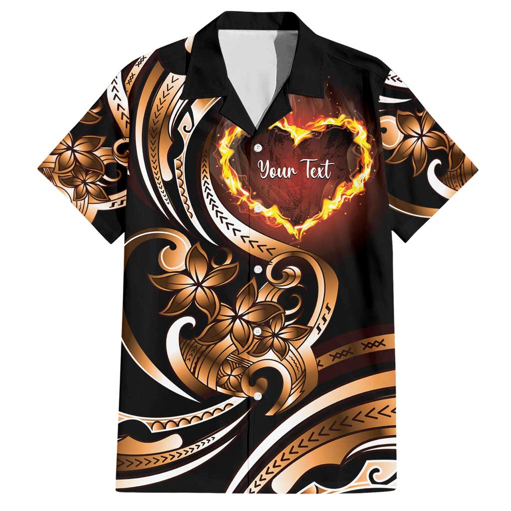 Personalised Polynesian Fiery Heart Family Matching Short Sleeve Bodycon Dress and Hawaiian Shirt Passionate Love