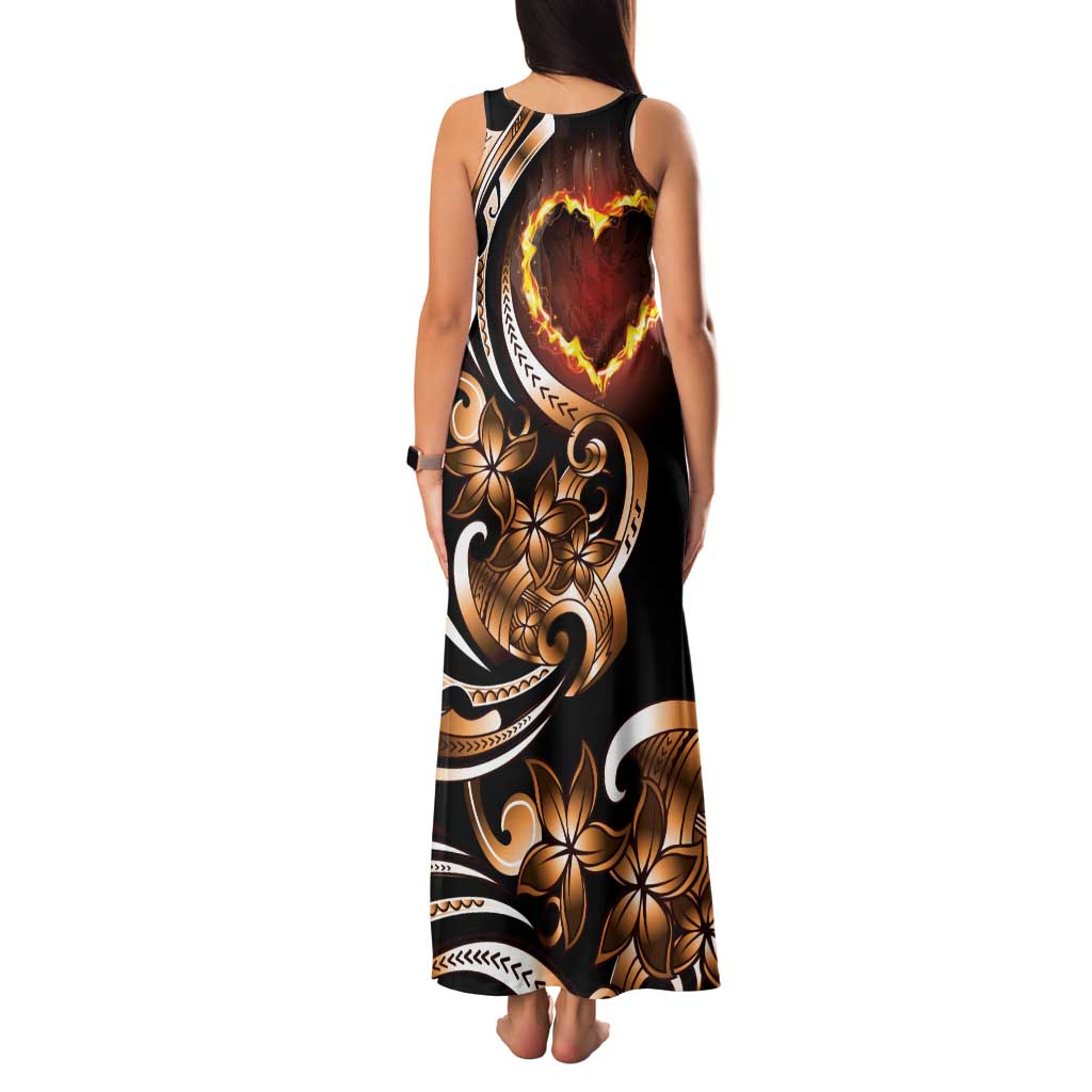 Personalised Polynesian Fiery Heart Family Matching Tank Maxi Dress and Hawaiian Shirt Passionate Love