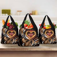 Polynesian Fiery Heart Grocery Bag Passionate Love